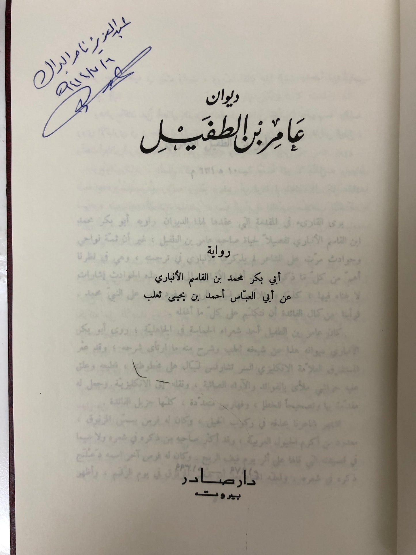 ديوان عامر بن الطفيل مجلد