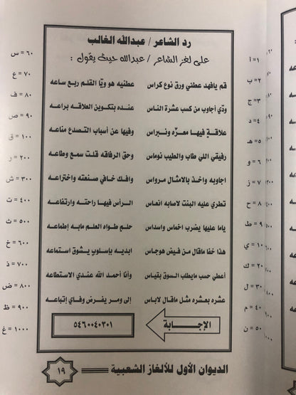 الغاز شعبية بالطريقة الأبجدية : مع النكت الطريفة والمعلومات الخفيفة / الديوان الأول